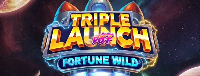 Tampilan visual mesin slot Triple Launch Fortune Wild dengan tema futuristik